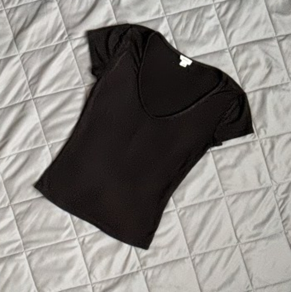 Black V Neck Crop Top - Picture 1 of 2
